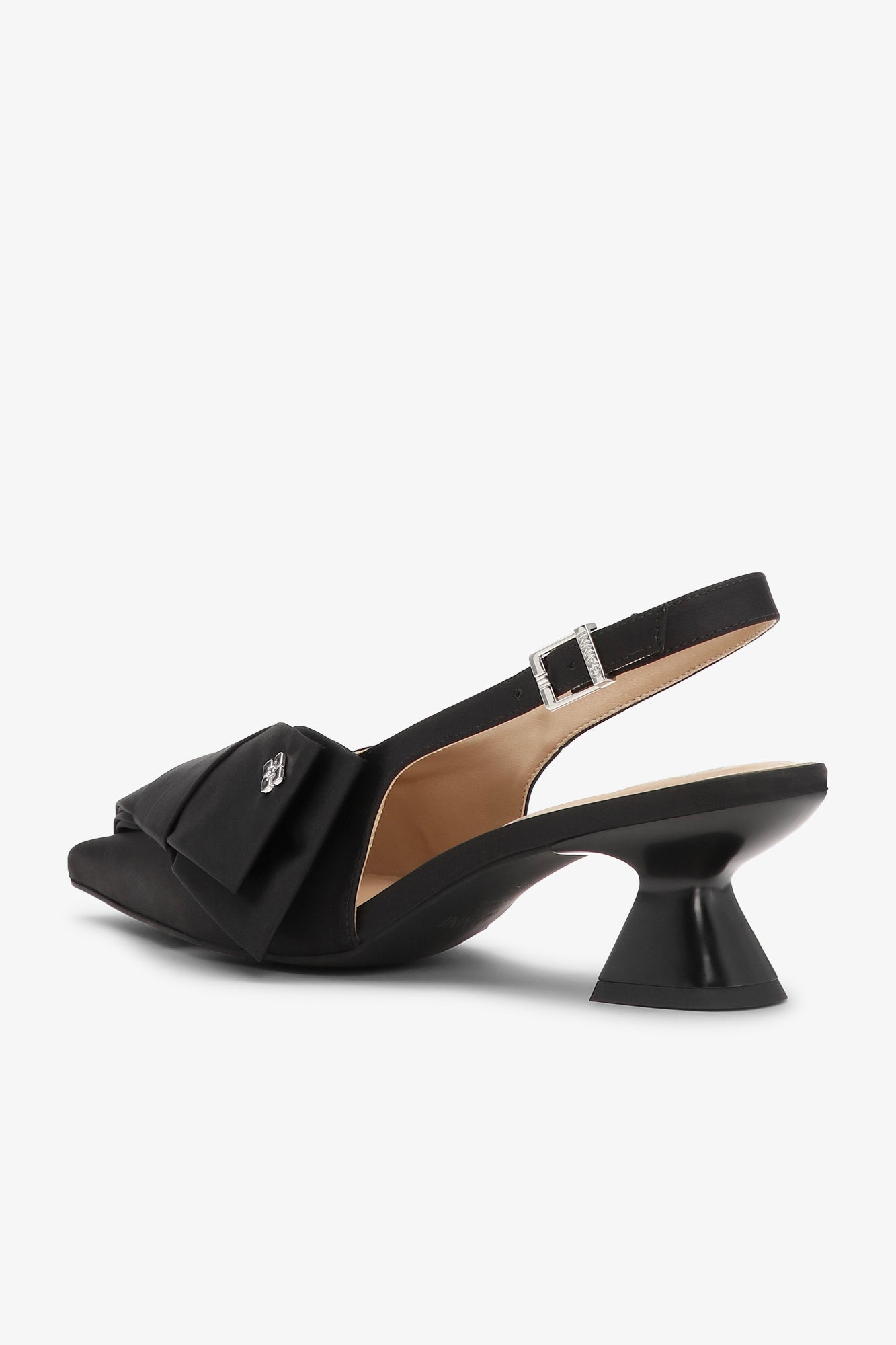 Big Bow Kitten Heel Pump Satin | Black