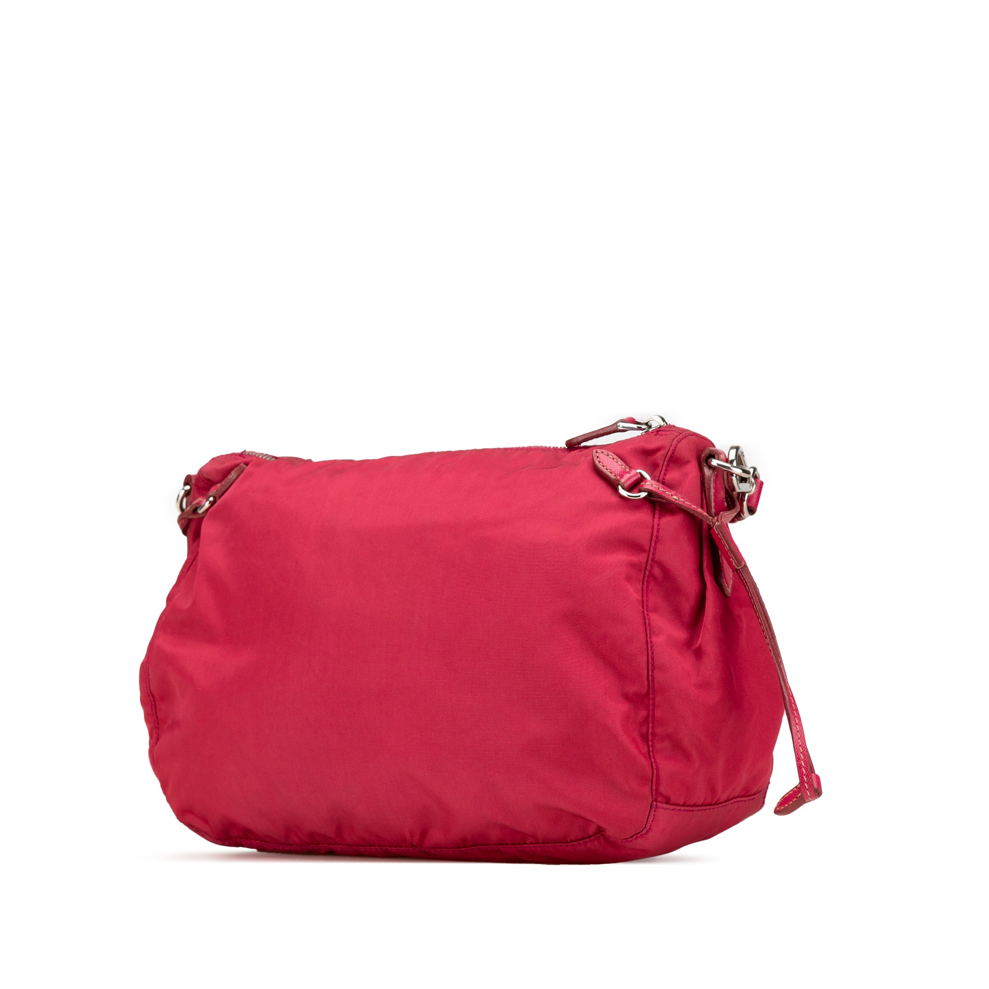 Prada | Pre-Owned Saffiano Trimmed Tessuto Zip Top Crossbody | Red