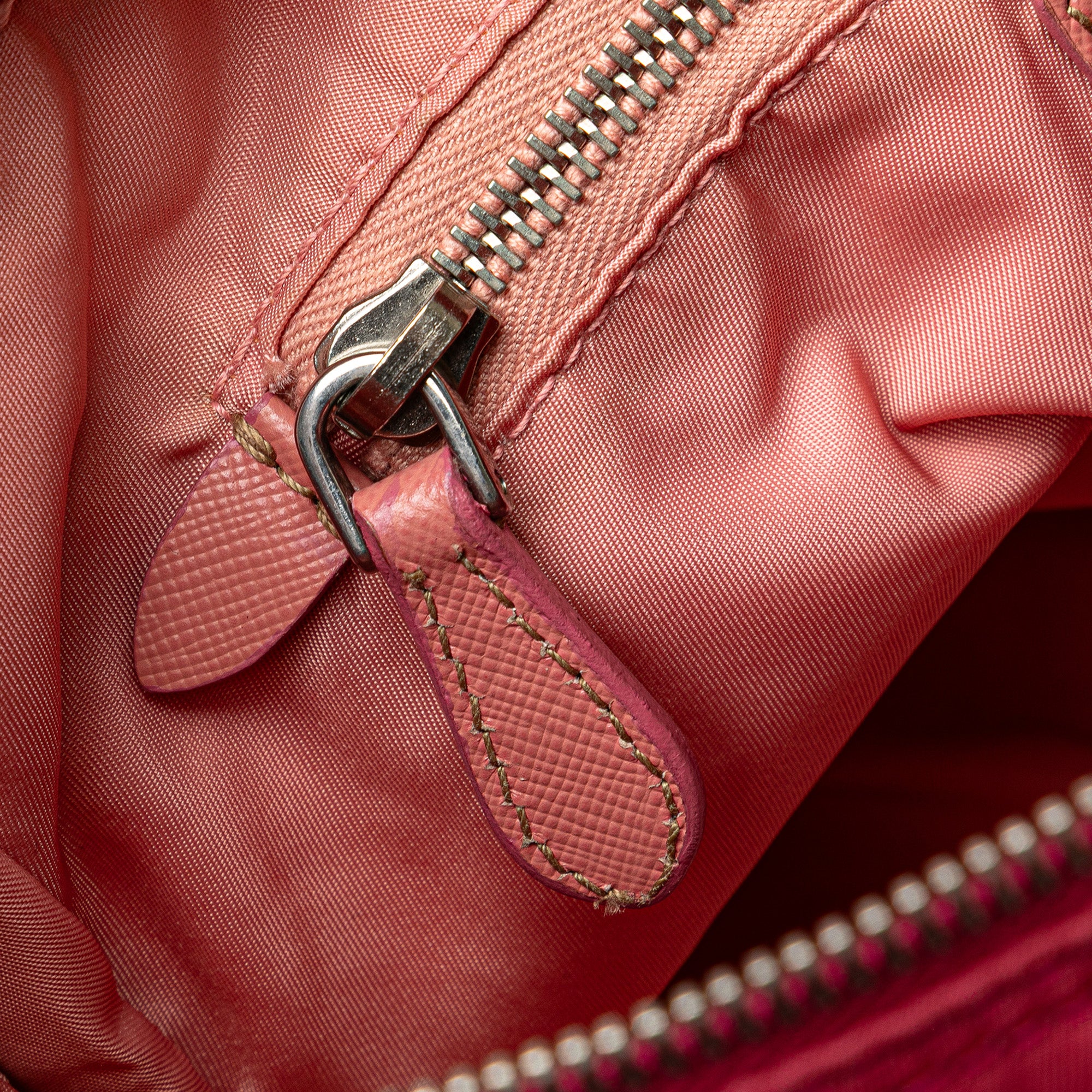 Prada | Pre-Owned Saffiano Trimmed Tessuto Zip Top Crossbody | Red