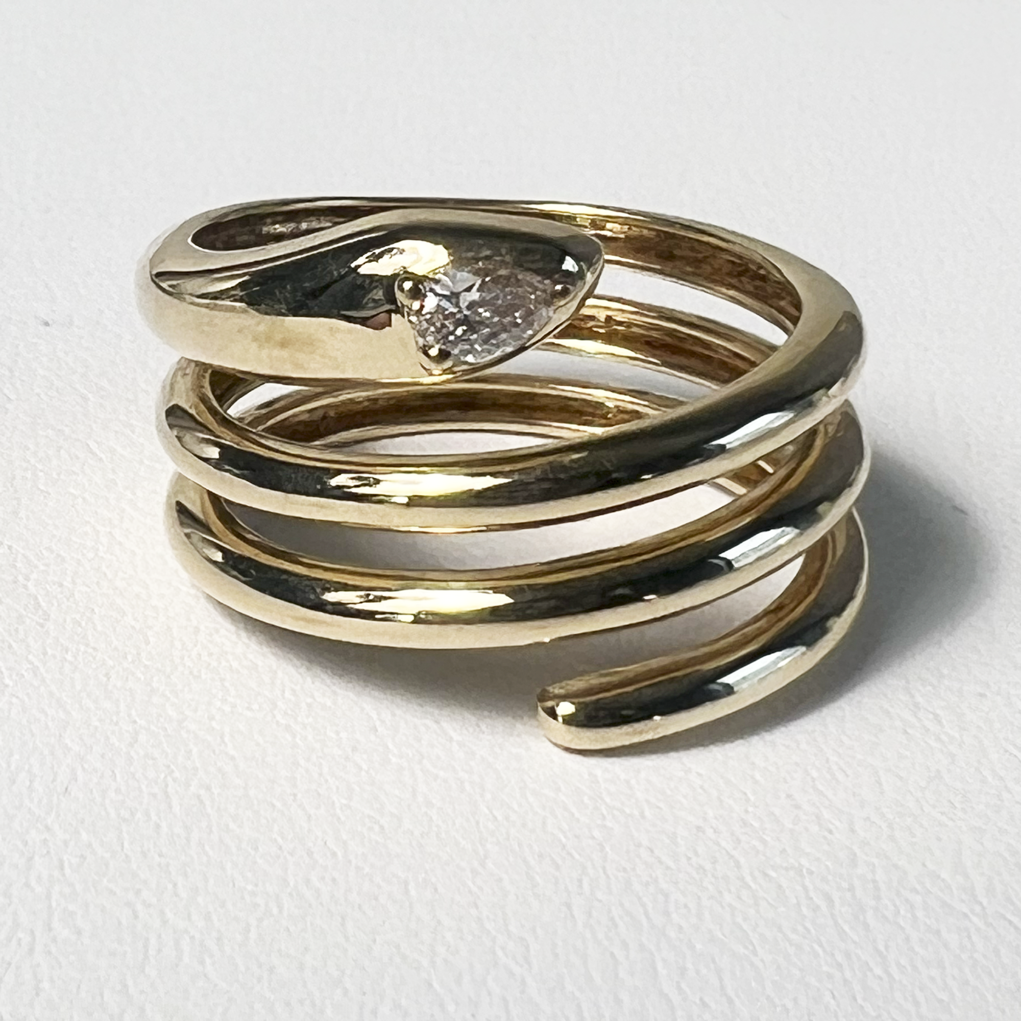 Diamond Snake Ring | 14K Yellow Gold | 0.09 CTW (Approx) White Diamond
