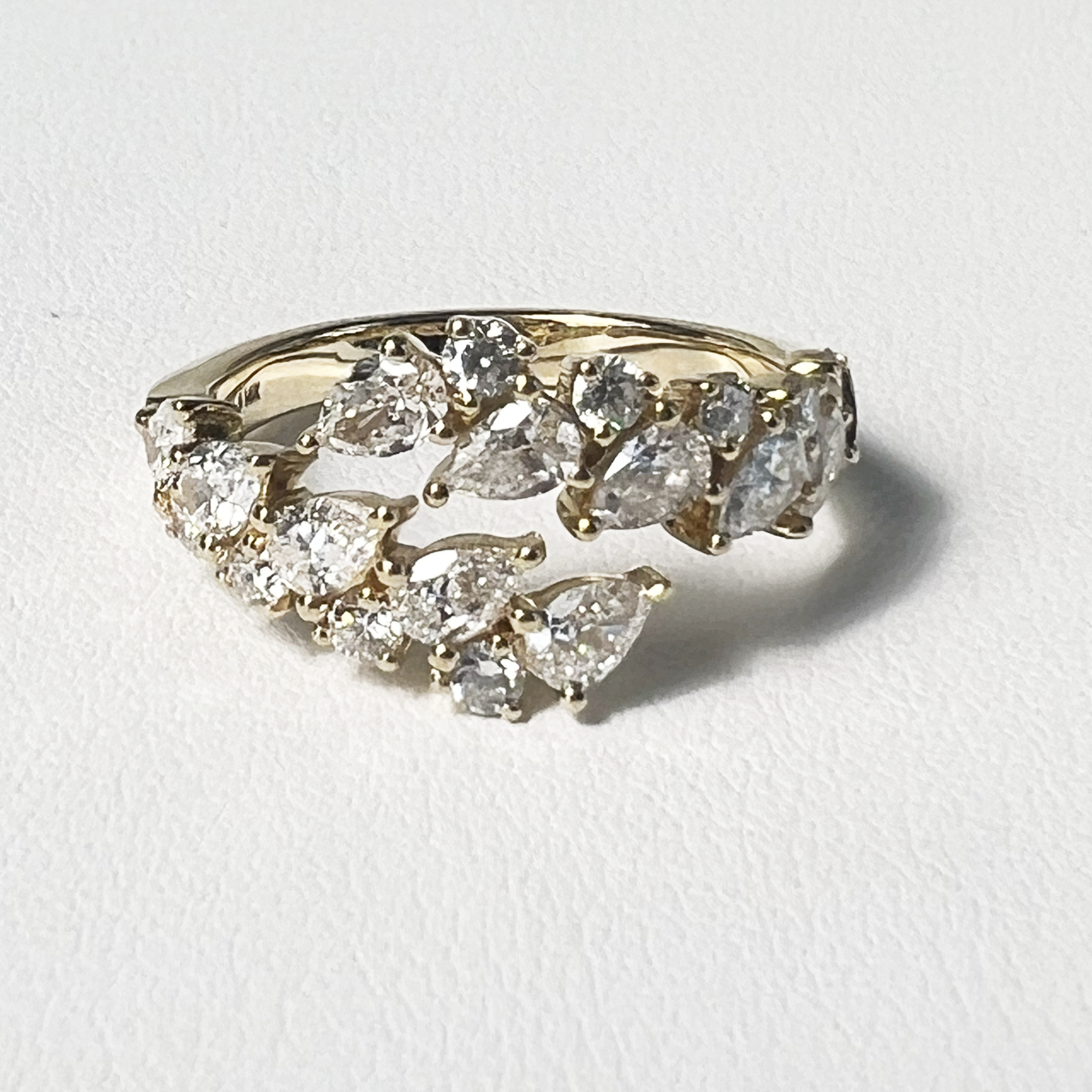Round Pear Hug Ring | 14K Yellow Gold | 1.38 CTW (Approx) White Lab Diamond