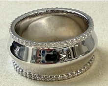 Classic Pave Knife Edge Cigar Band | Sterling Silver | Round White Lab Diamond