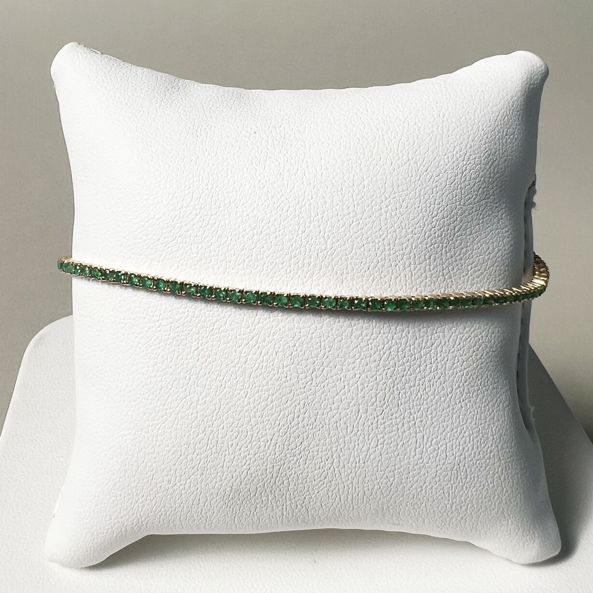 Tennis Bracelet | 14K Yellow Gold | Green Emerald