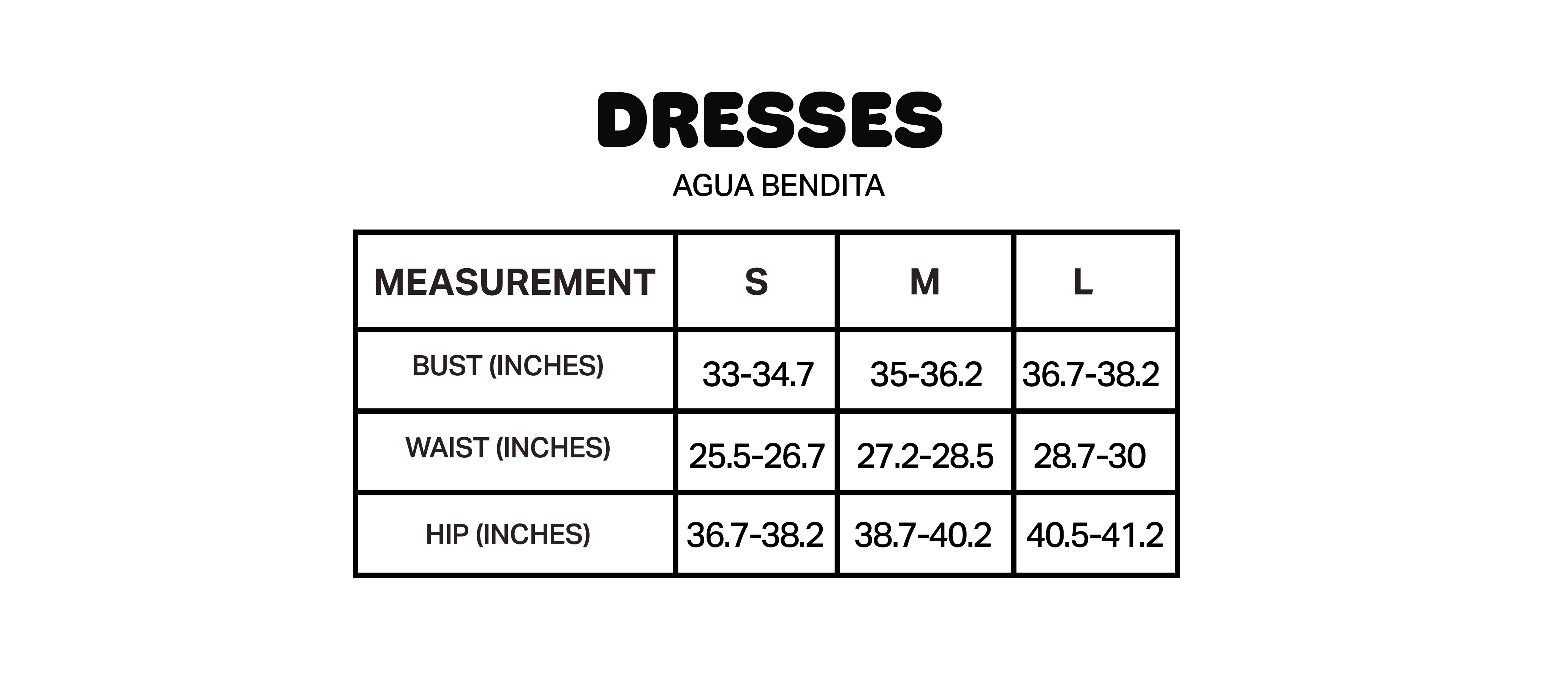 Product size guide
