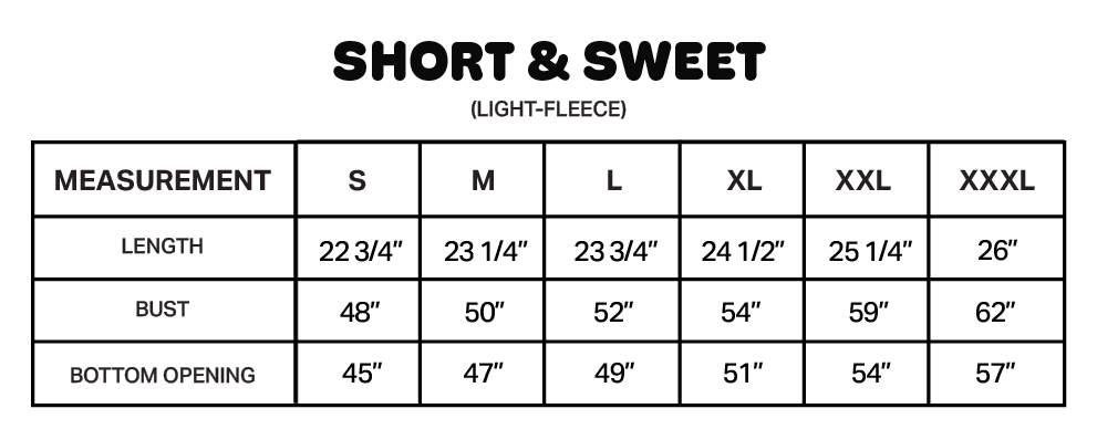 Product size guide