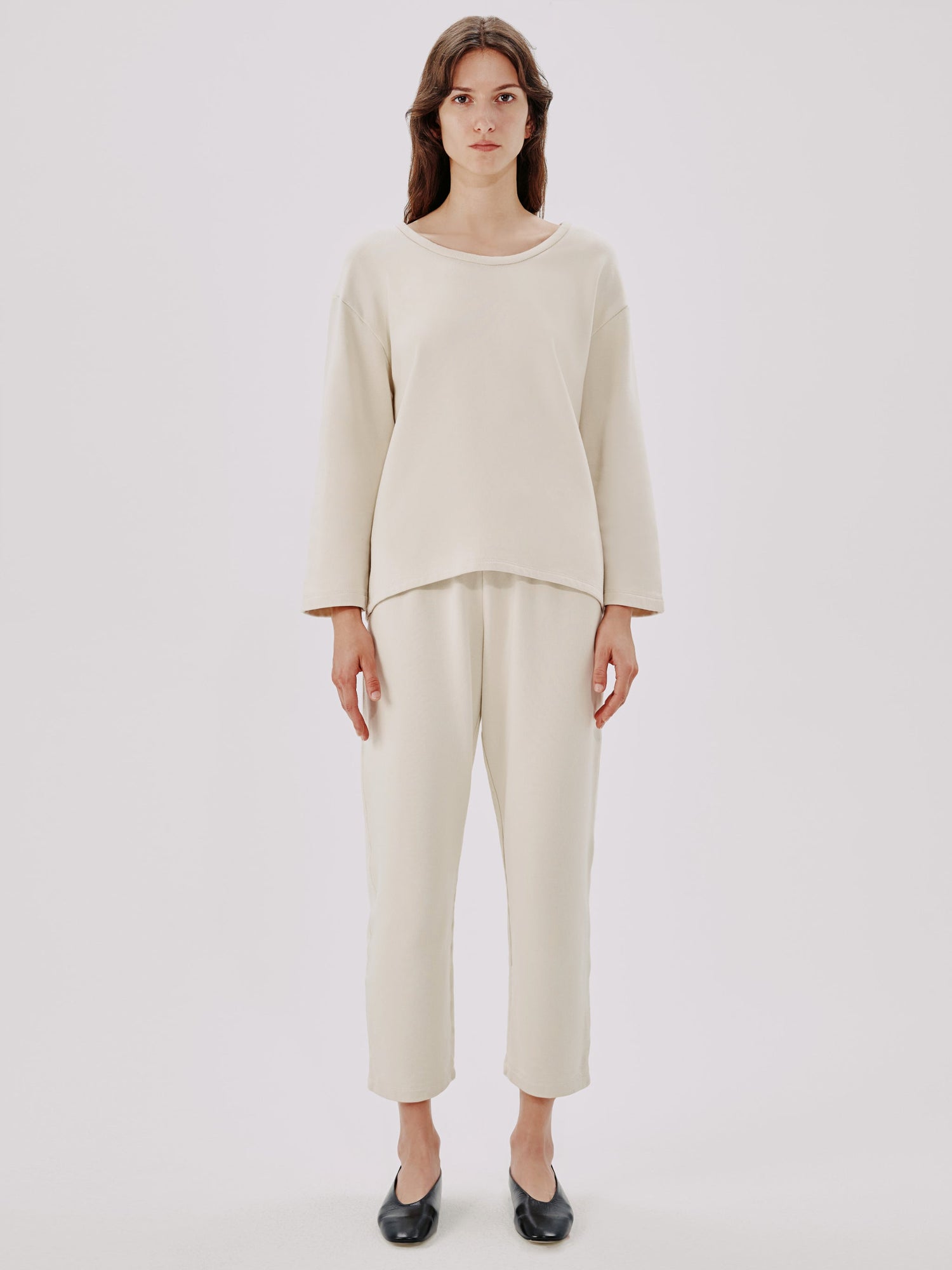 Another Tomorrow Scoopneck Sweatshirt in Parchment – Cotton Women's Top