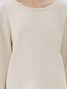 Another Tomorrow Scoopneck Sweatshirt in Parchment – Cotton Women's Top