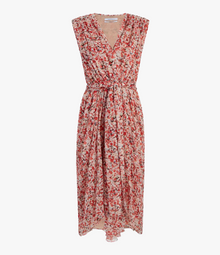 Another Tomorrow Silk Chiffon Gathered Dress in Sedona Multi – Silk Women's Dress