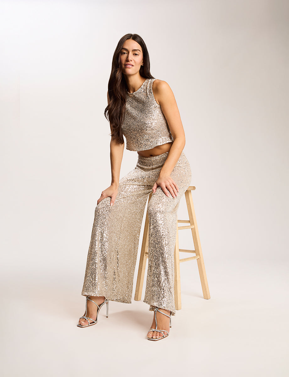 Sequin Mesh Muscle Crop Top::Silver::