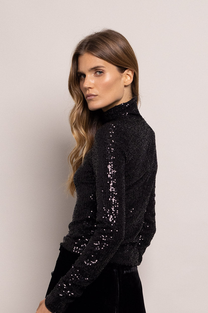 Piper Top | Black Sequin