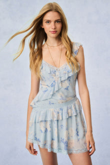 Serima Heirloom Print Mini Dress | Whisper Blue