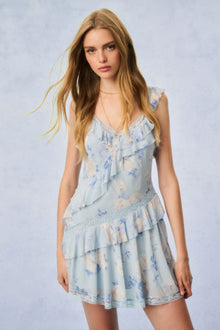 Serima Heirloom Print Mini Dress | Whisper Blue