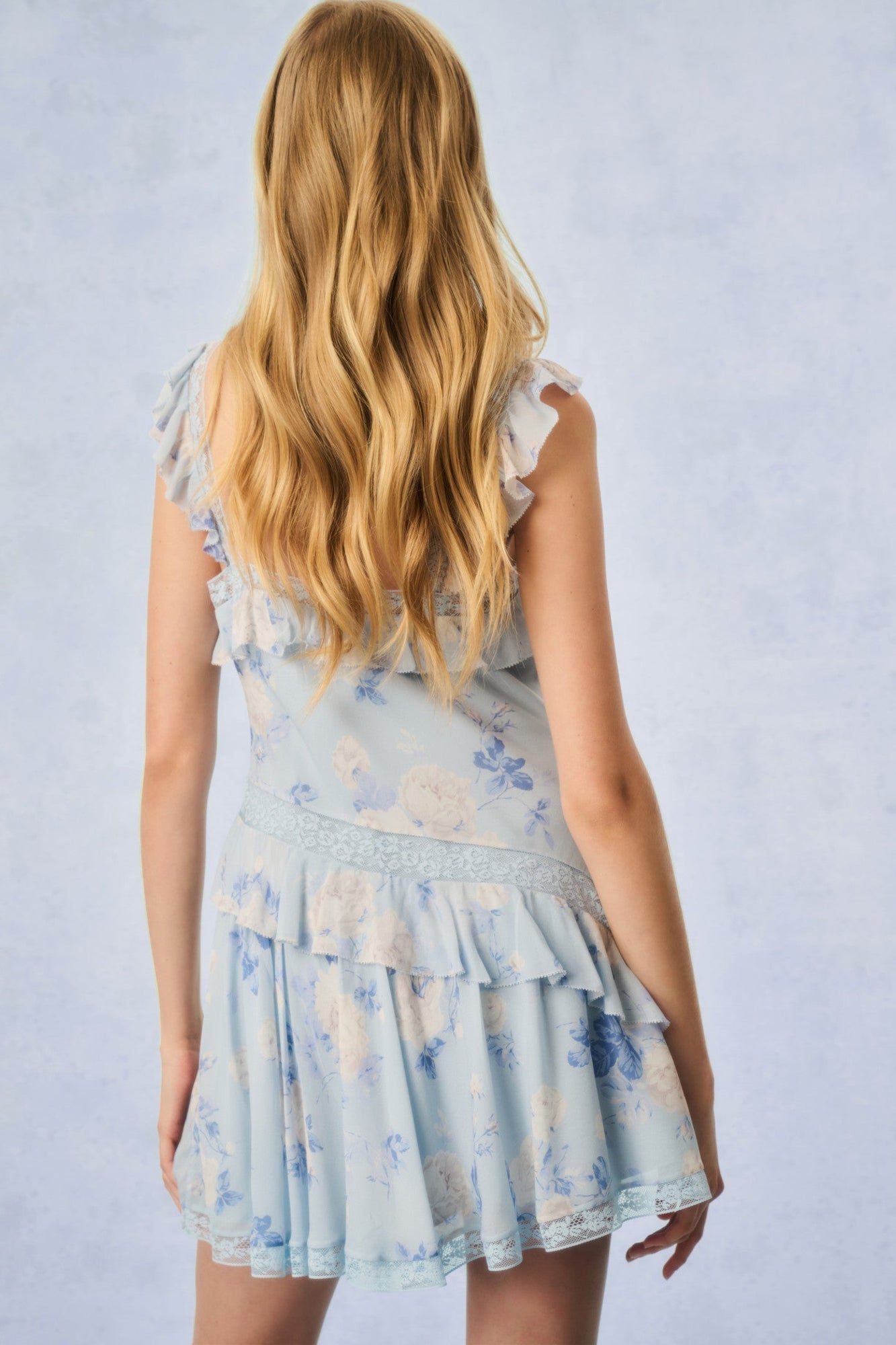 Serima Heirloom Print Mini Dress | Whisper Blue