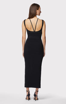 Gathered Bustier Halter Gown | Black