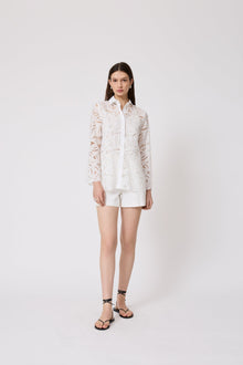 Embroidered Eyelet Shirt | Ivory