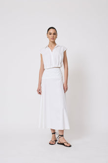 Cotton Poplin Sleeveless Shirt | White