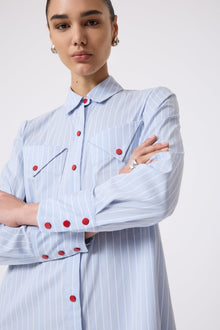 Striped Cotton Poplin Tunic Dress | Cloud