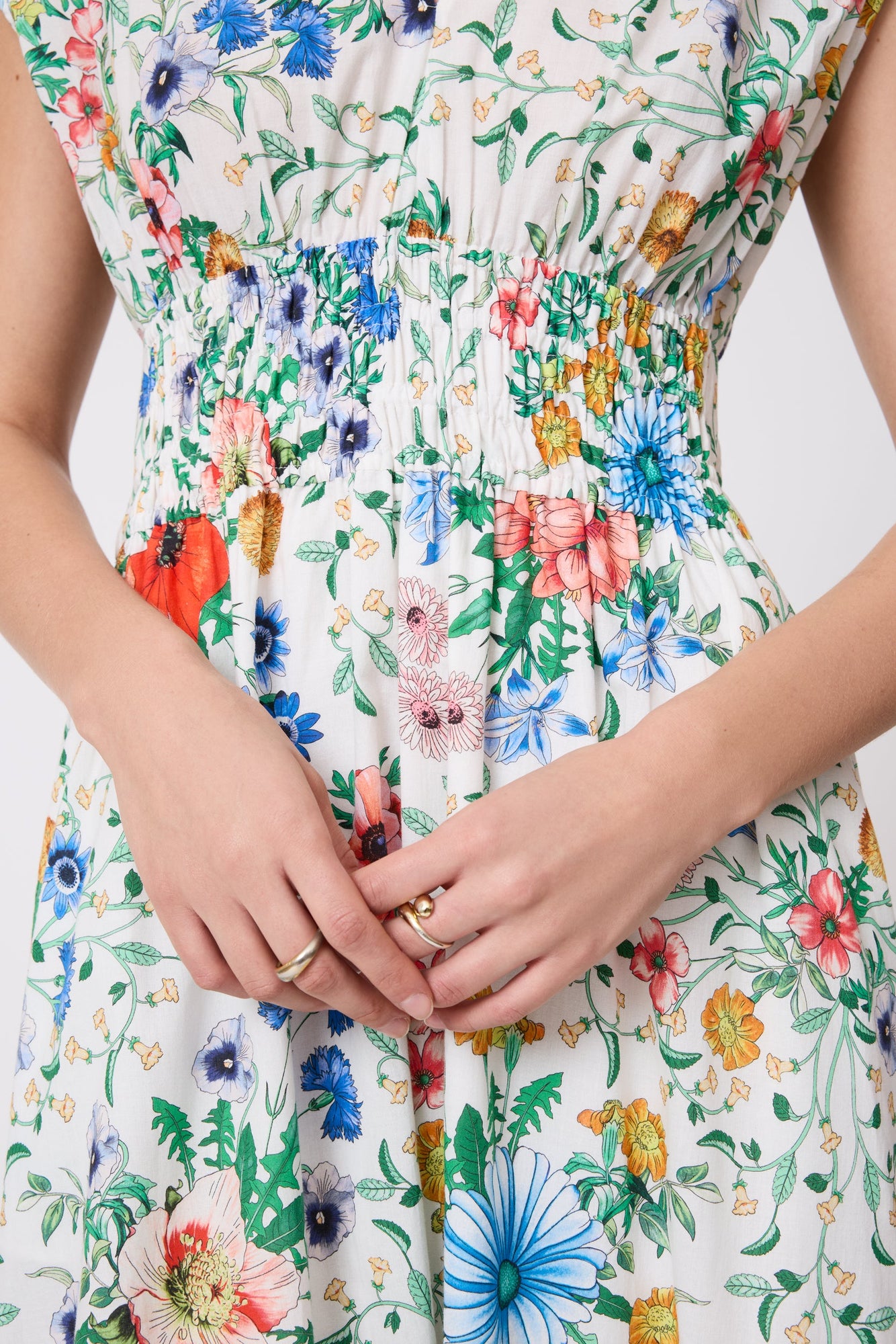 Wildflower Voile Midi Dress | Ivory Multi