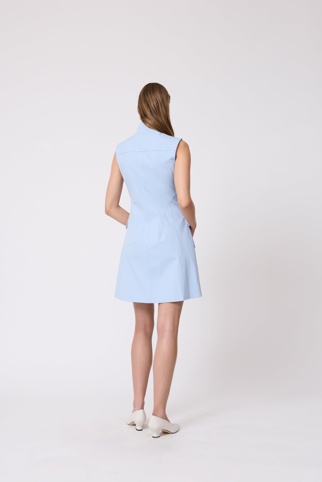 Stretch Cotton Vest Dress | Cloud