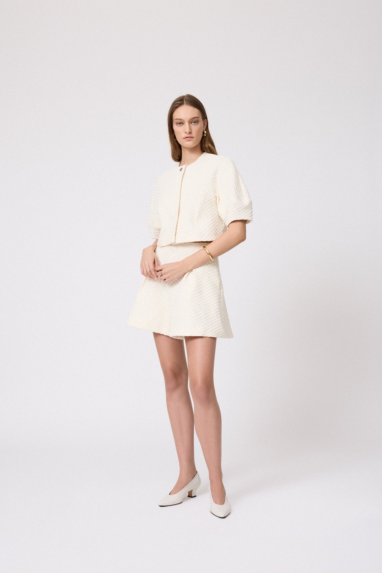 Textured Jersey Short | Ivory