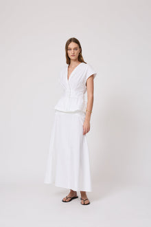 Cotton Poplin Tie Top | White
