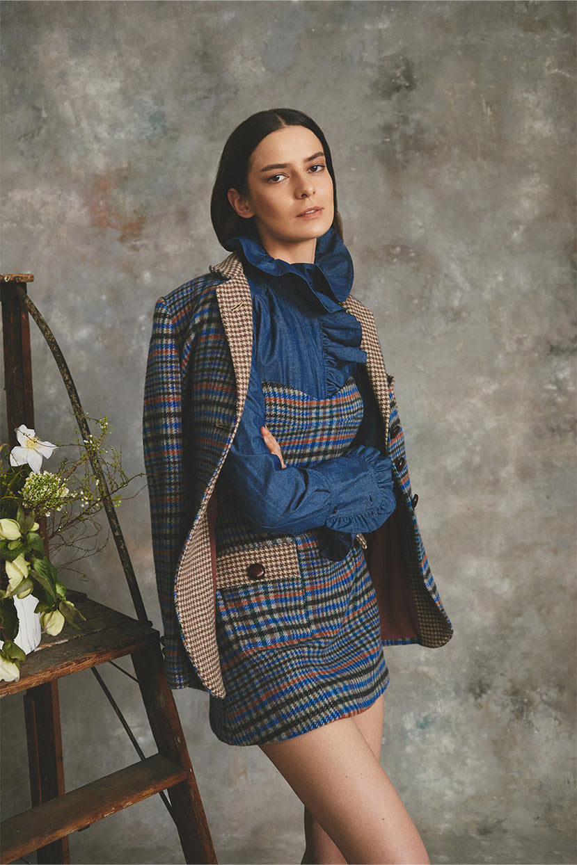 Elsa Top | Blue Sugar Almond Wool Combo