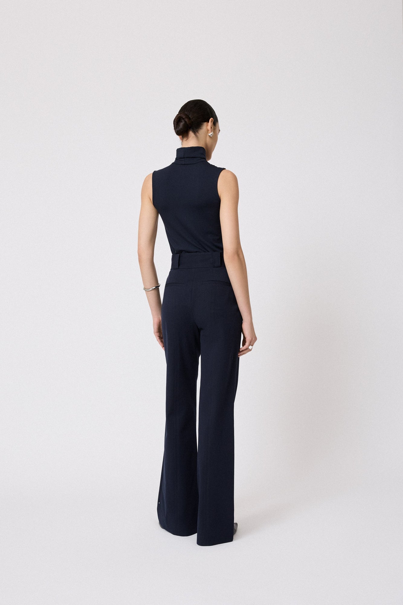 Jersey Sleeveless Turtleneck | Navy