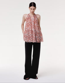 Another Tomorrow Silk Chiffon Scarf Blouse in Sedona Multi – Silk Women's Top