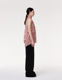 Another Tomorrow Silk Chiffon Scarf Blouse in Sedona Multi – Silk Women's Top