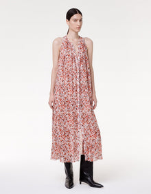Another Tomorrow Silk Chiffon Scarf Dress in Sedona Multi – Silk Women's Dress