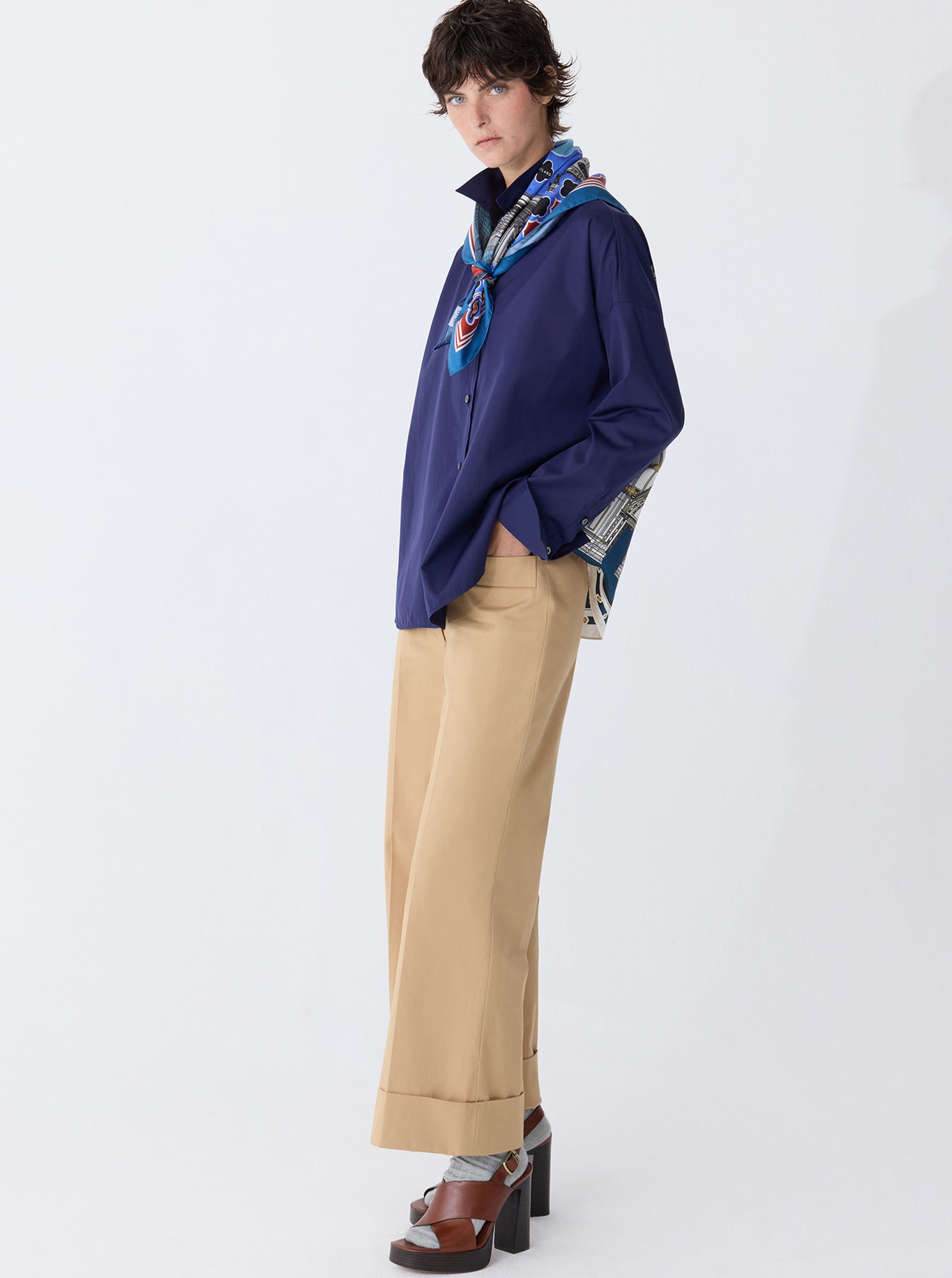Sirene Scarf-Back Shirt | Navy