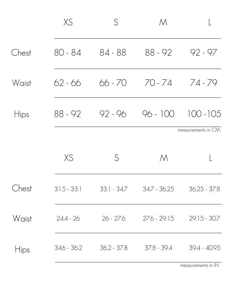 Product size guide