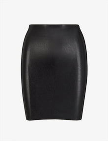 Faux Leather Mini Skirt::Black::Main
