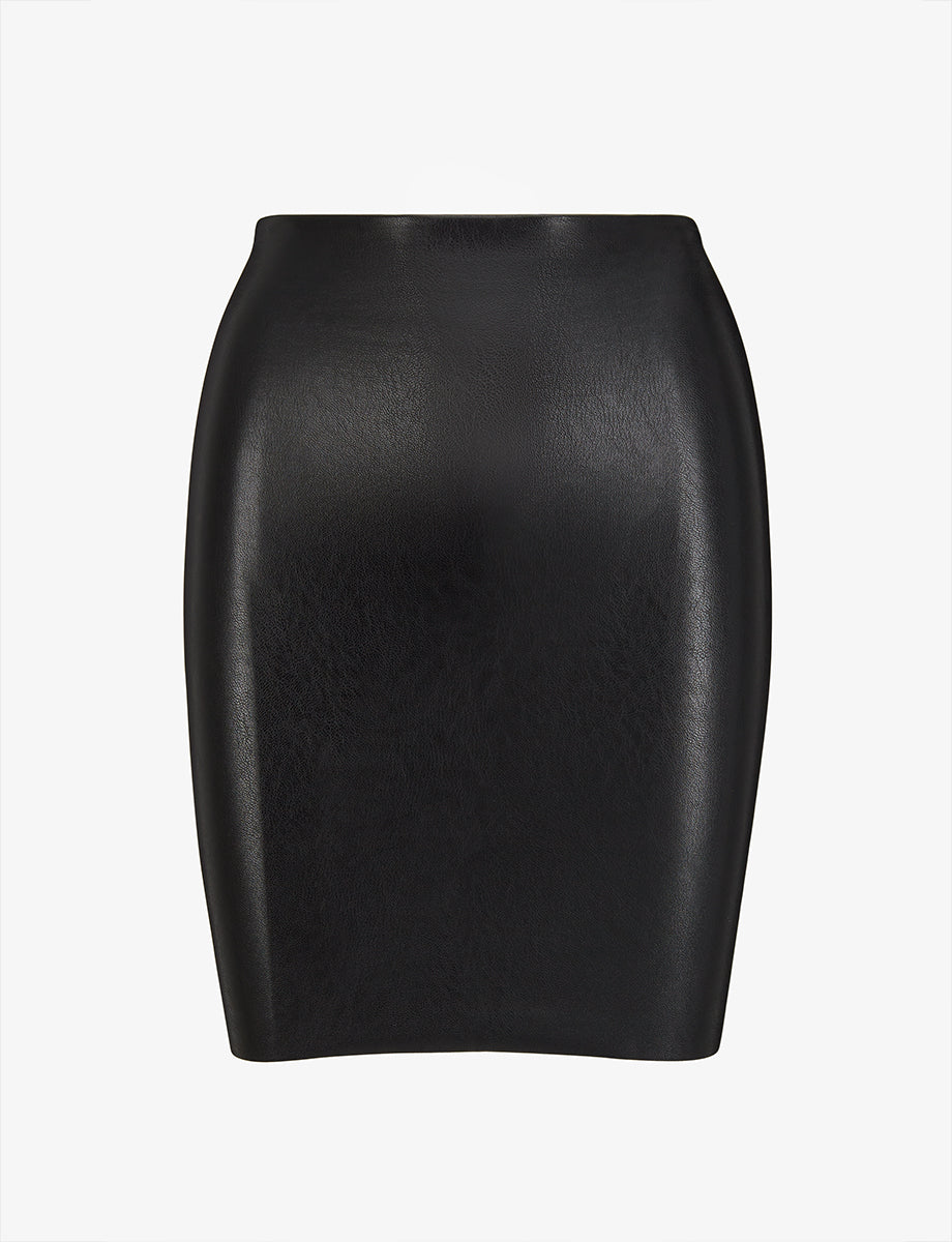 Faux Leather Mini Skirt::Black::Main