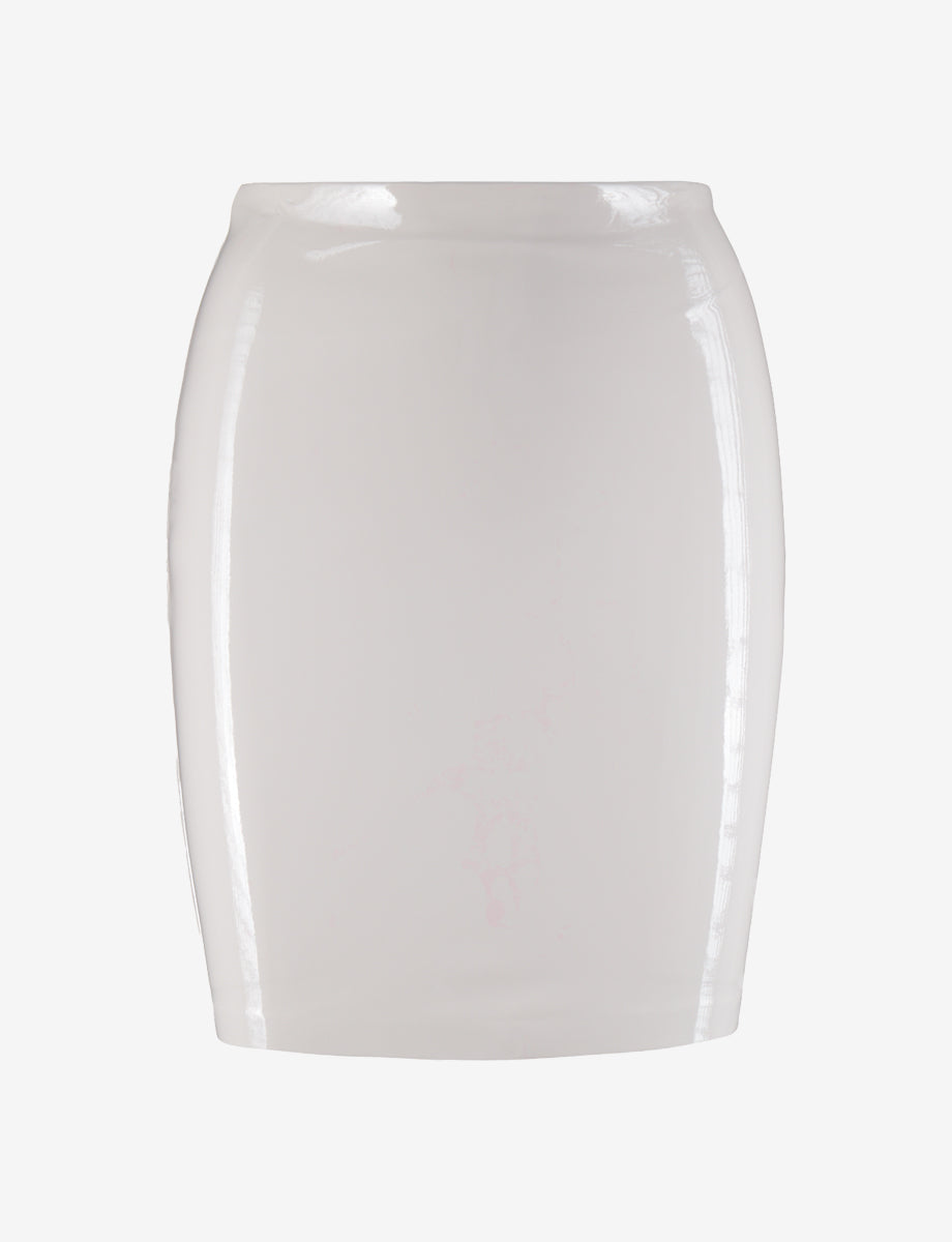 Faux Patent Leather Mini Skirt::Porcelain::Main
