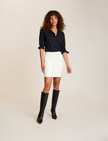 Faux Patent Leather Mini Skirt::White::Hover