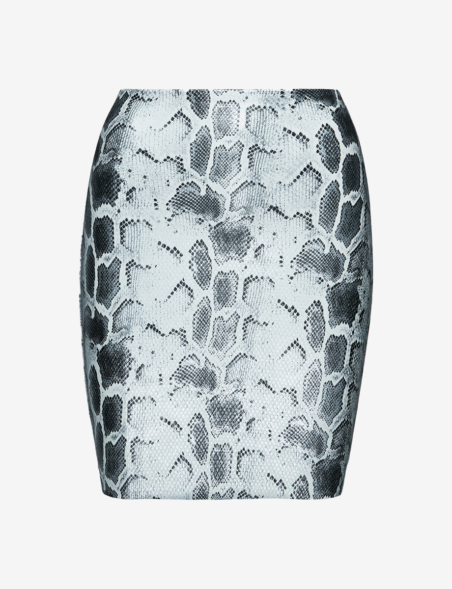 Faux Leather Animal Mini Skirt::Fog Python::Main