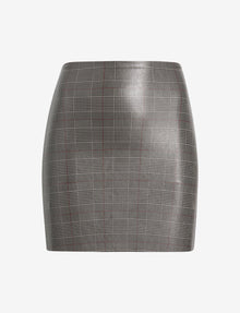 Faux Leather Print Micro-Mini Skirt::Glen Plaid::Main