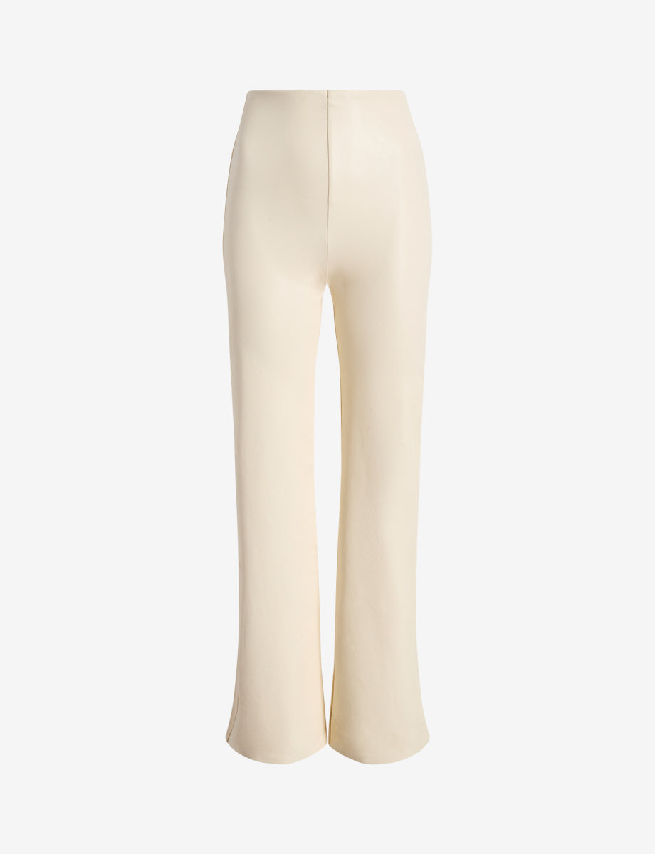 Faux Leather Wide Leg Pant::Ivory::Main