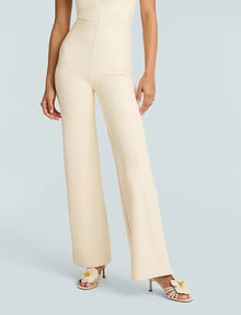 Faux Leather Wide Leg Pant::Ivory::Hover