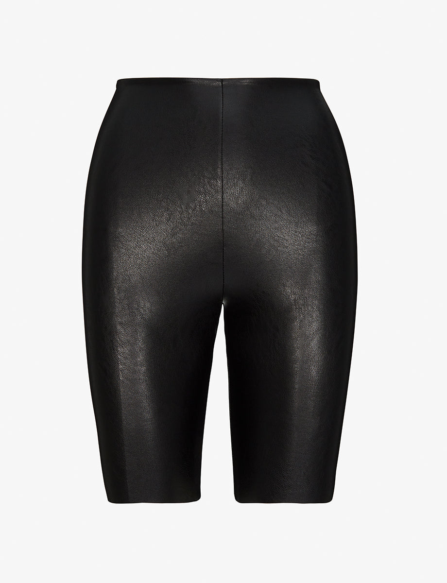 Faux Leather Bike Short::Black::Main