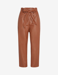 Faux Leather Paperbag Pants::Cocoa::Main