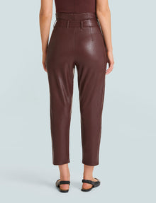 Faux Leather Paperbag Pants::Oxblood::Back