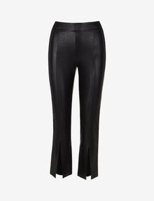 Faux Leather 7/8 Split Front Pant::Black::Main