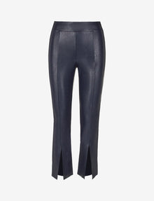 Faux Leather 7/8 Split Front Pant::Navy::Main