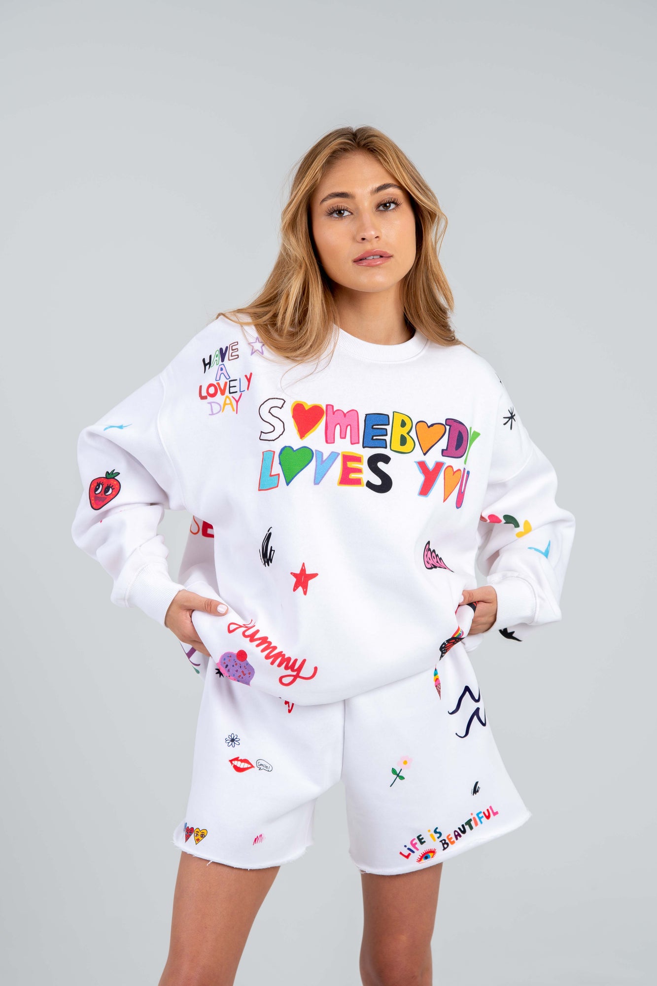 Mayfair x @iscreamcolour Somebody Loves You Sweatshorts | White