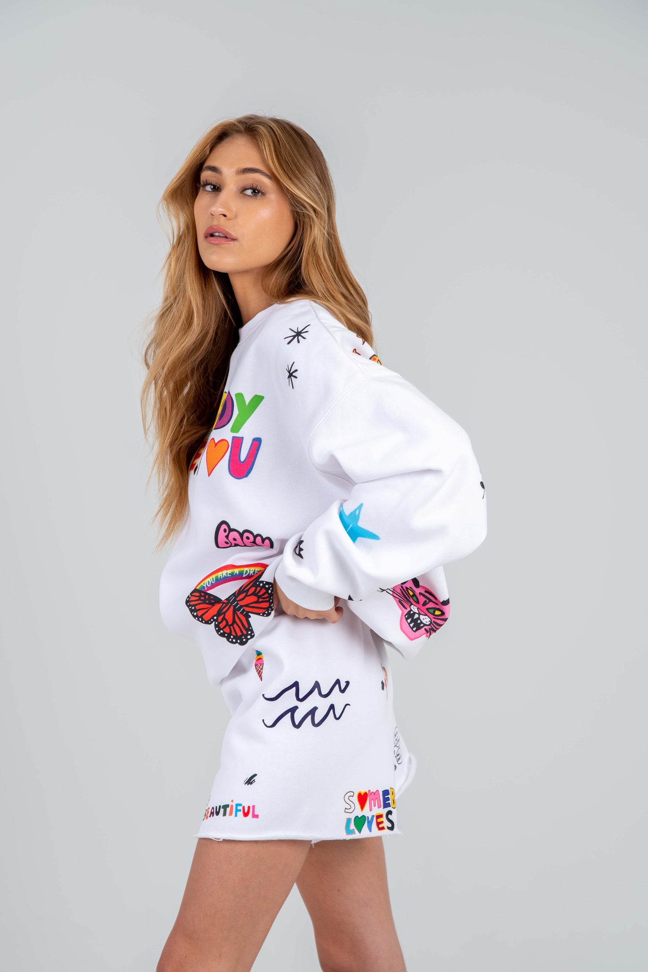 Mayfair x @iscreamcolour Somebody Loves You Sweatshorts | White