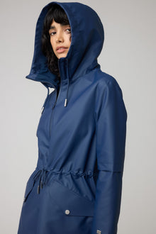 Sophie Relaxed A-Line Raincoat With Hood | Lapis