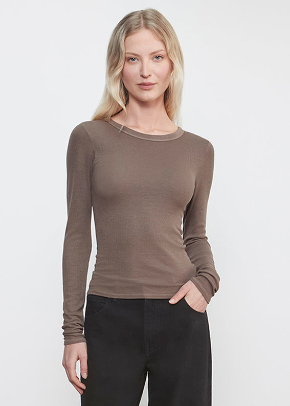 Silk Rib L/S Crew | Mushroom