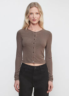 Silk Rib Essential Cardigan | Mushroom